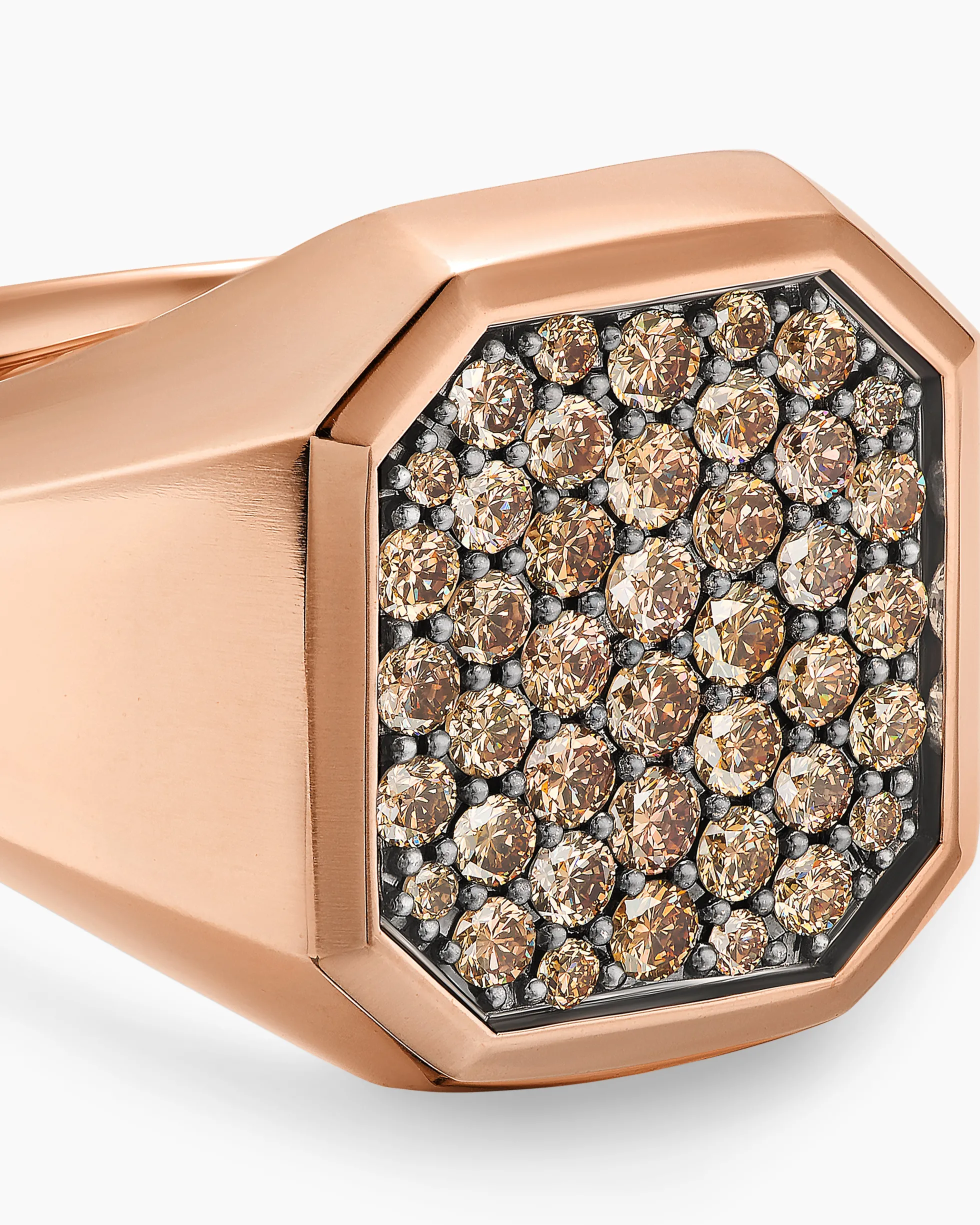 Streamline® Signet Ring 18K Rose Gold with Cognac Diamonds, 18mm