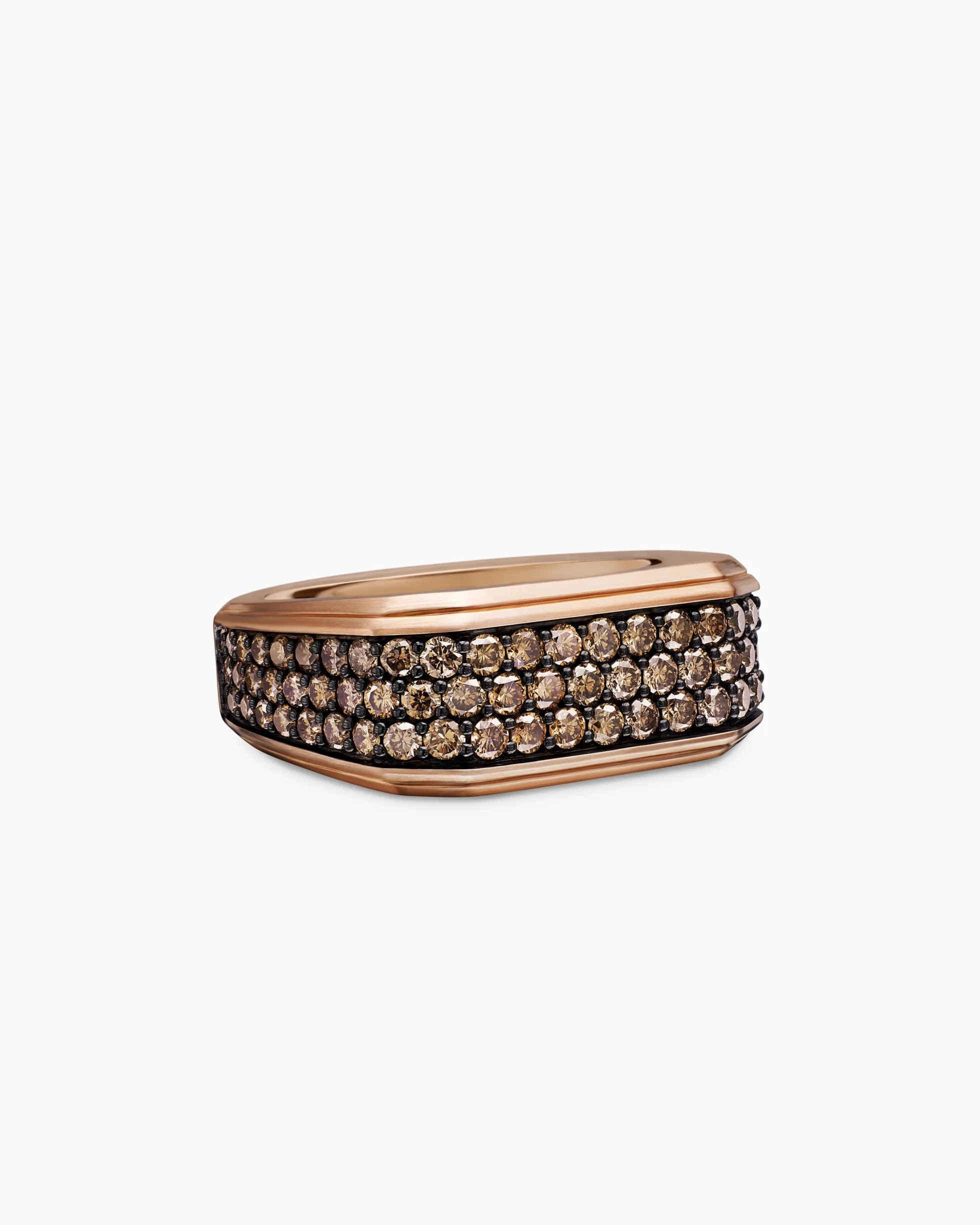 Streamline® Signet Ring 18K Rose Gold with Cognac Diamonds, 10mm