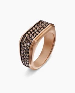 Streamline® Signet Ring 18K Rose Gold with Cognac Diamonds, 10mm
