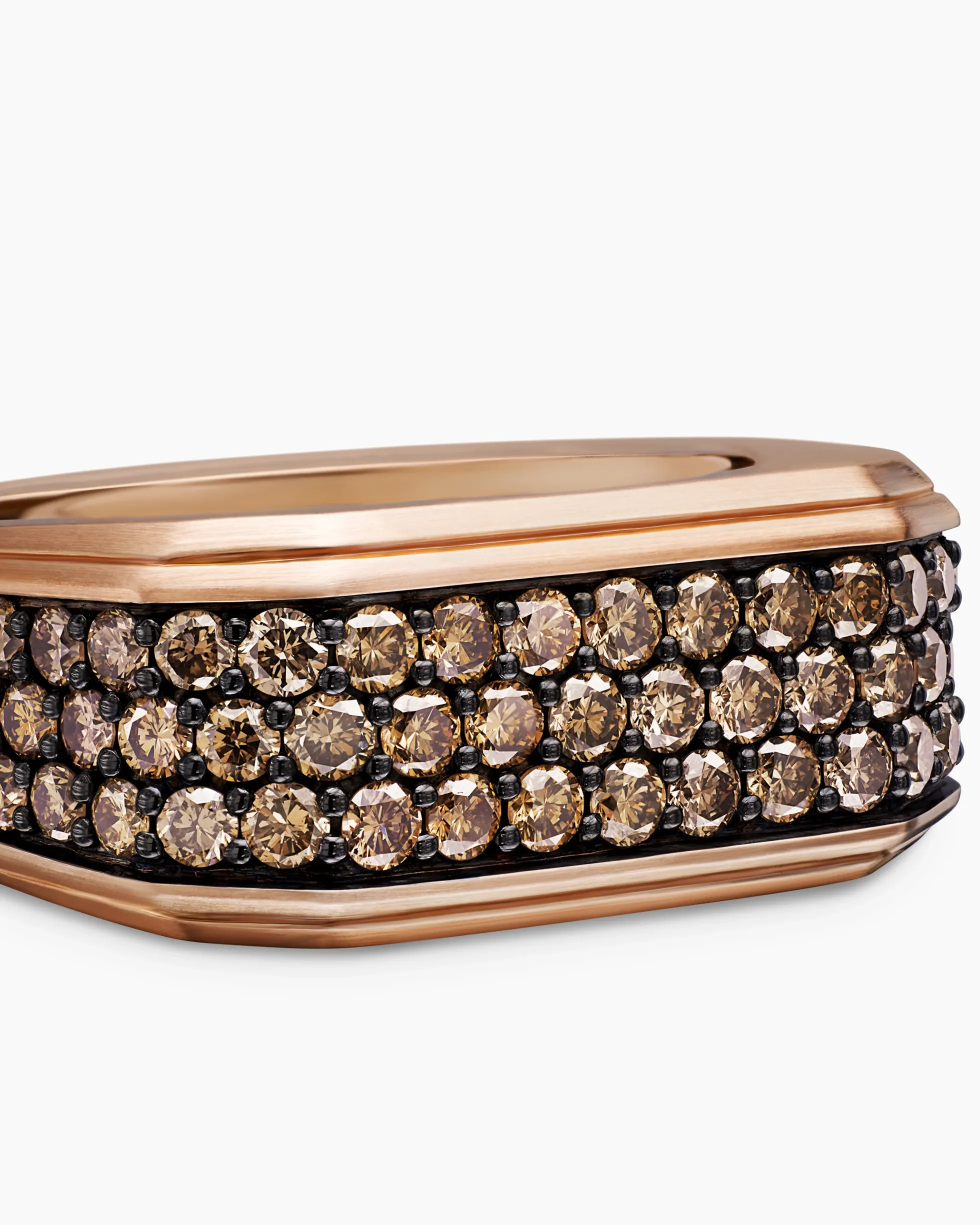 Streamline® Signet Ring 18K Rose Gold with Cognac Diamonds, 10mm