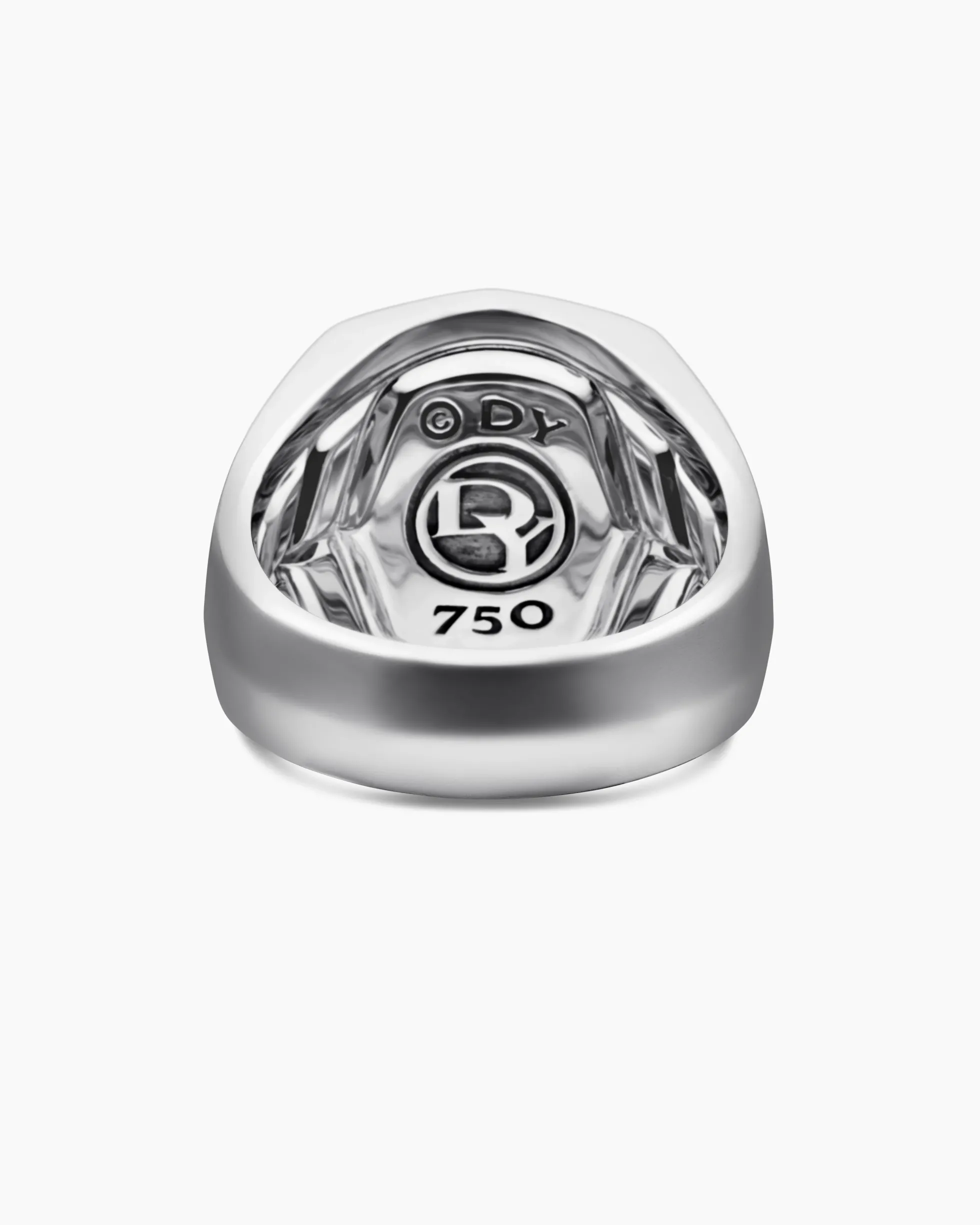 Streamline® Signet Ring 18K White Gold with Blue Sapphires, 25mm