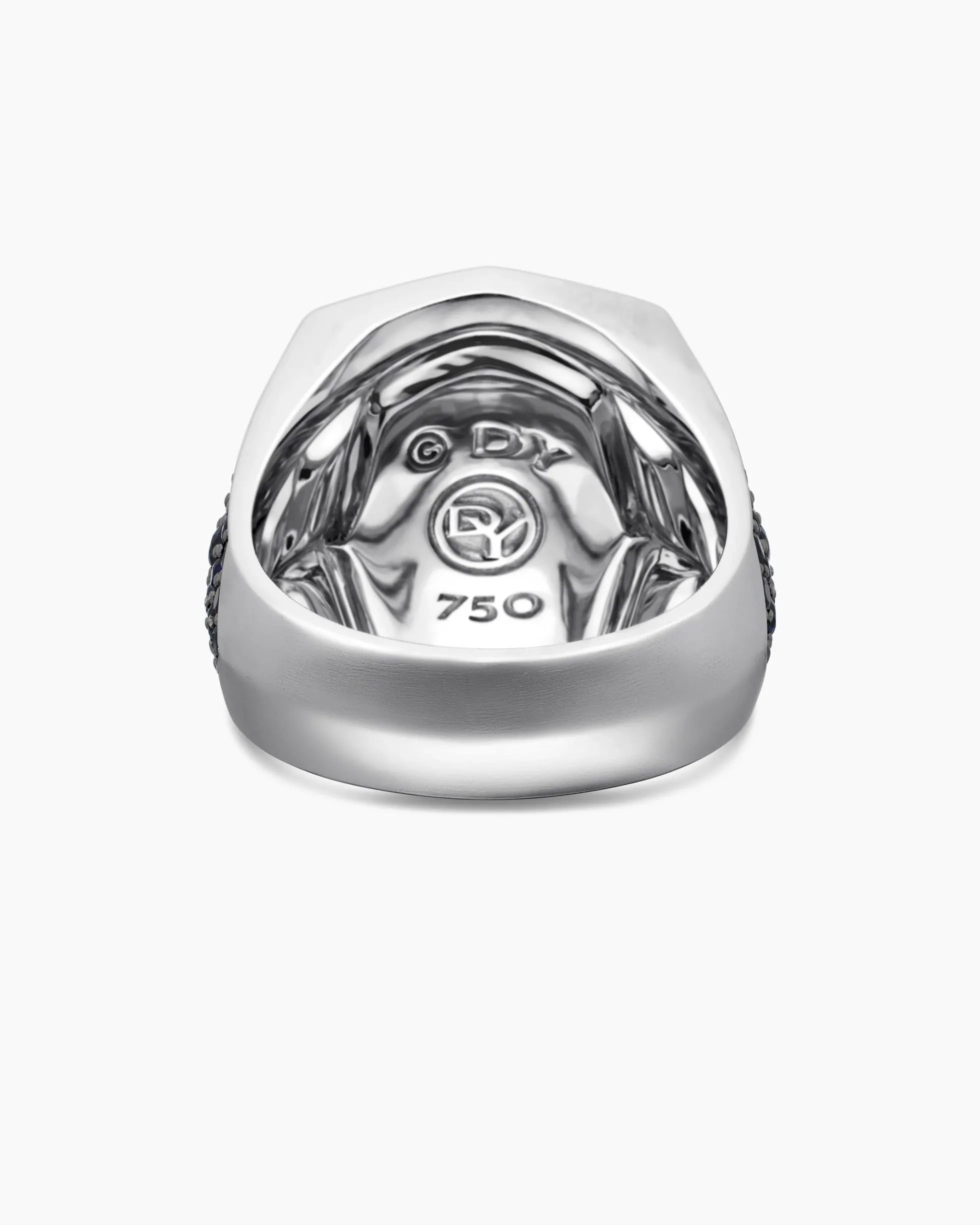 Streamline® Signet Ring 18K White Gold with Blue Sapphires, 23mm