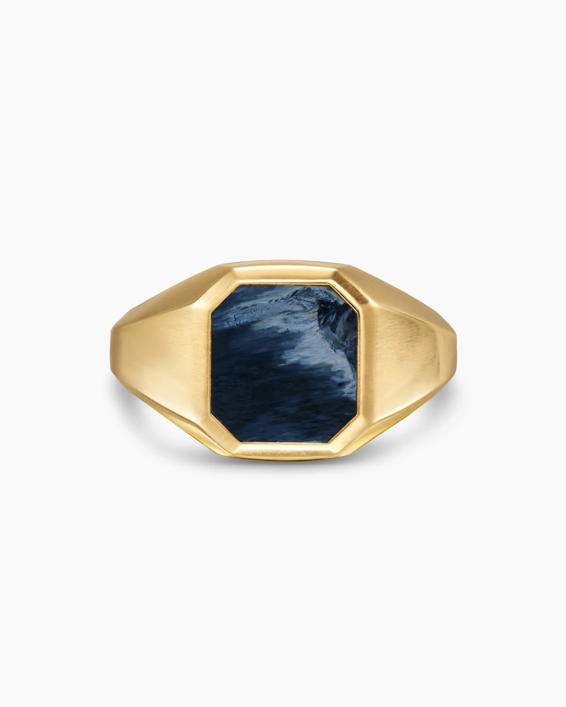 Streamline® Signet Ring 18K Yellow Gold with Pietersite, 14mm