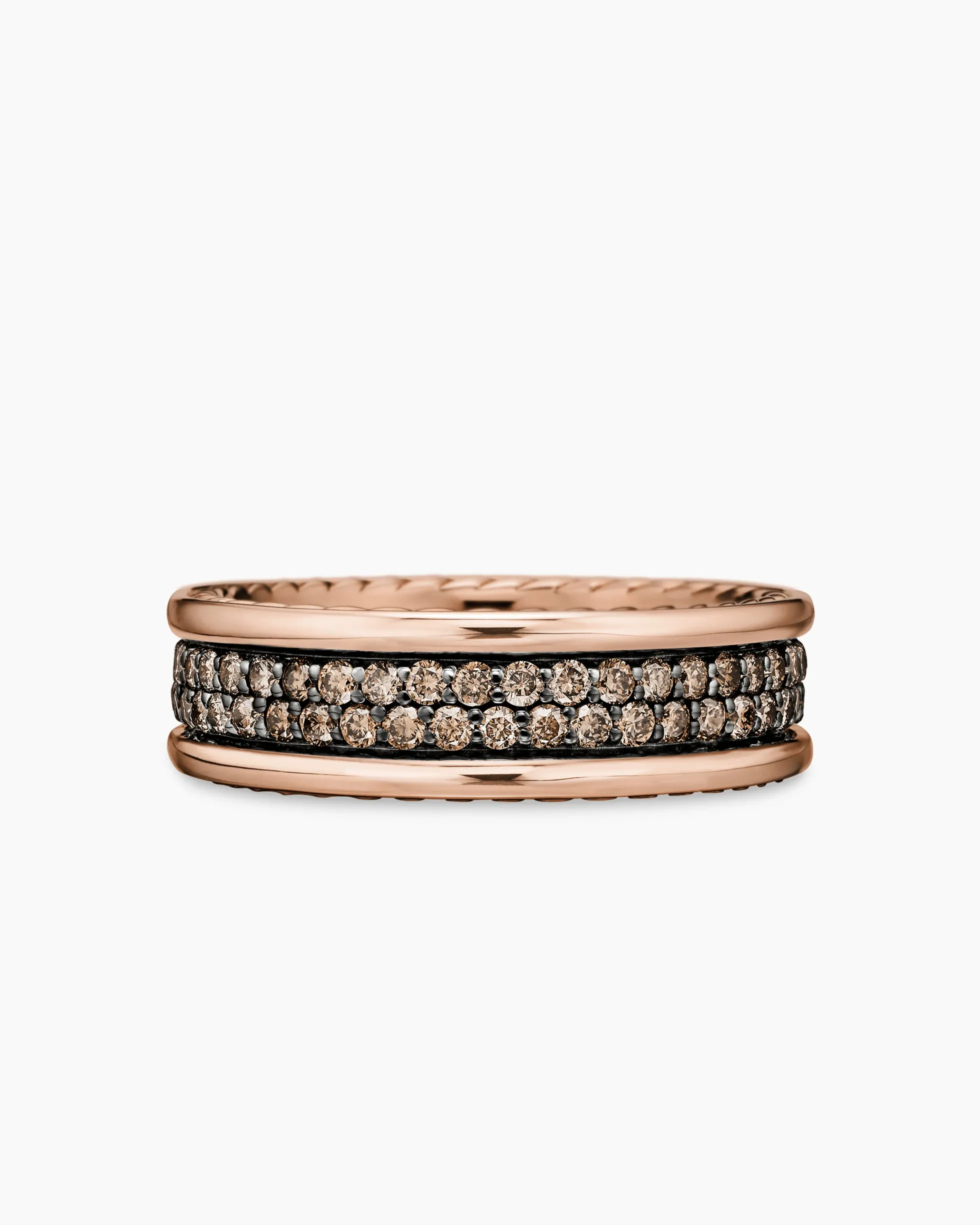 Streamline® Two Row Band Ring 18K Rose Gold with Cognac Diamonds, 6.5mm