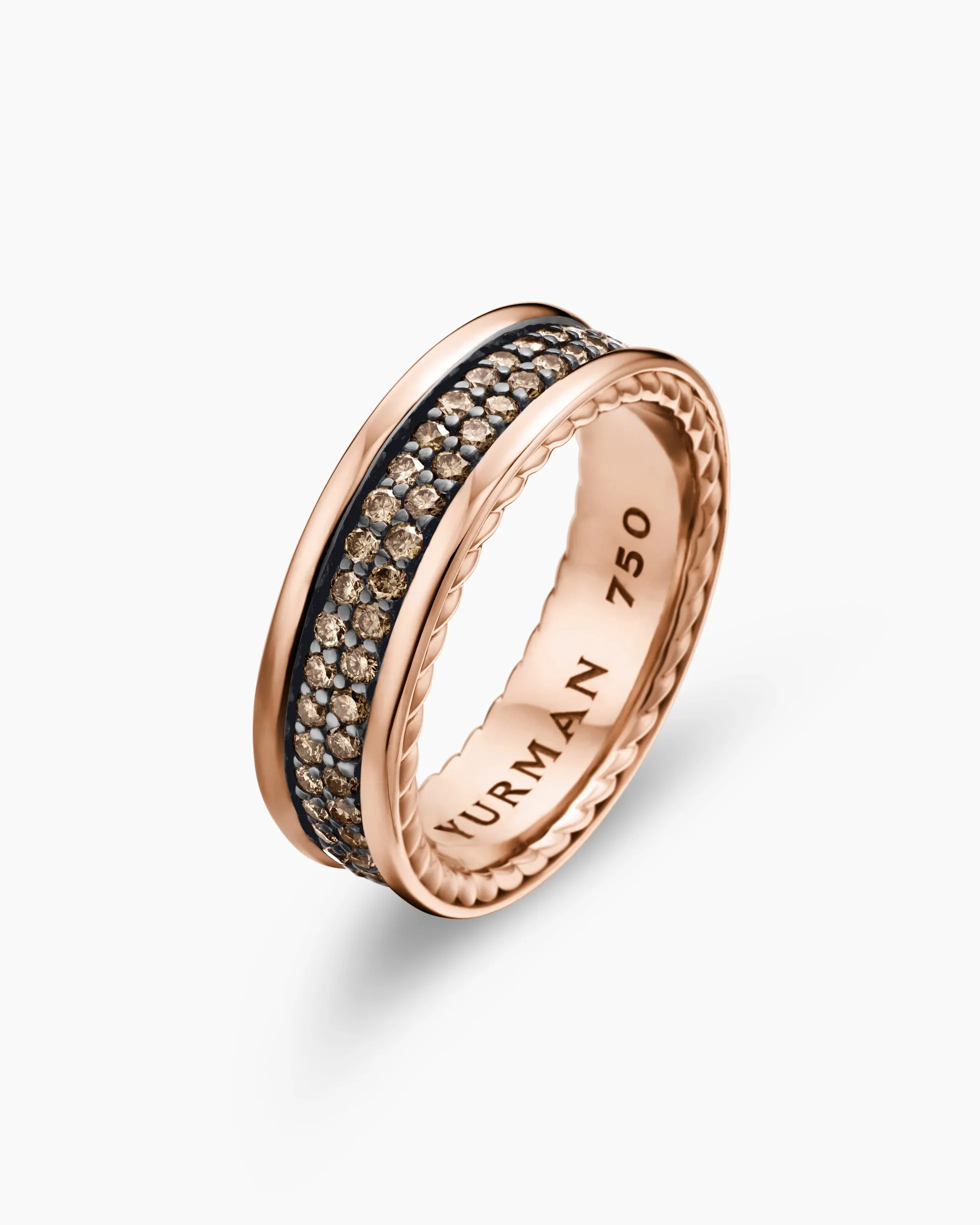 Streamline® Two Row Band Ring 18K Rose Gold with Cognac Diamonds, 6.5mm