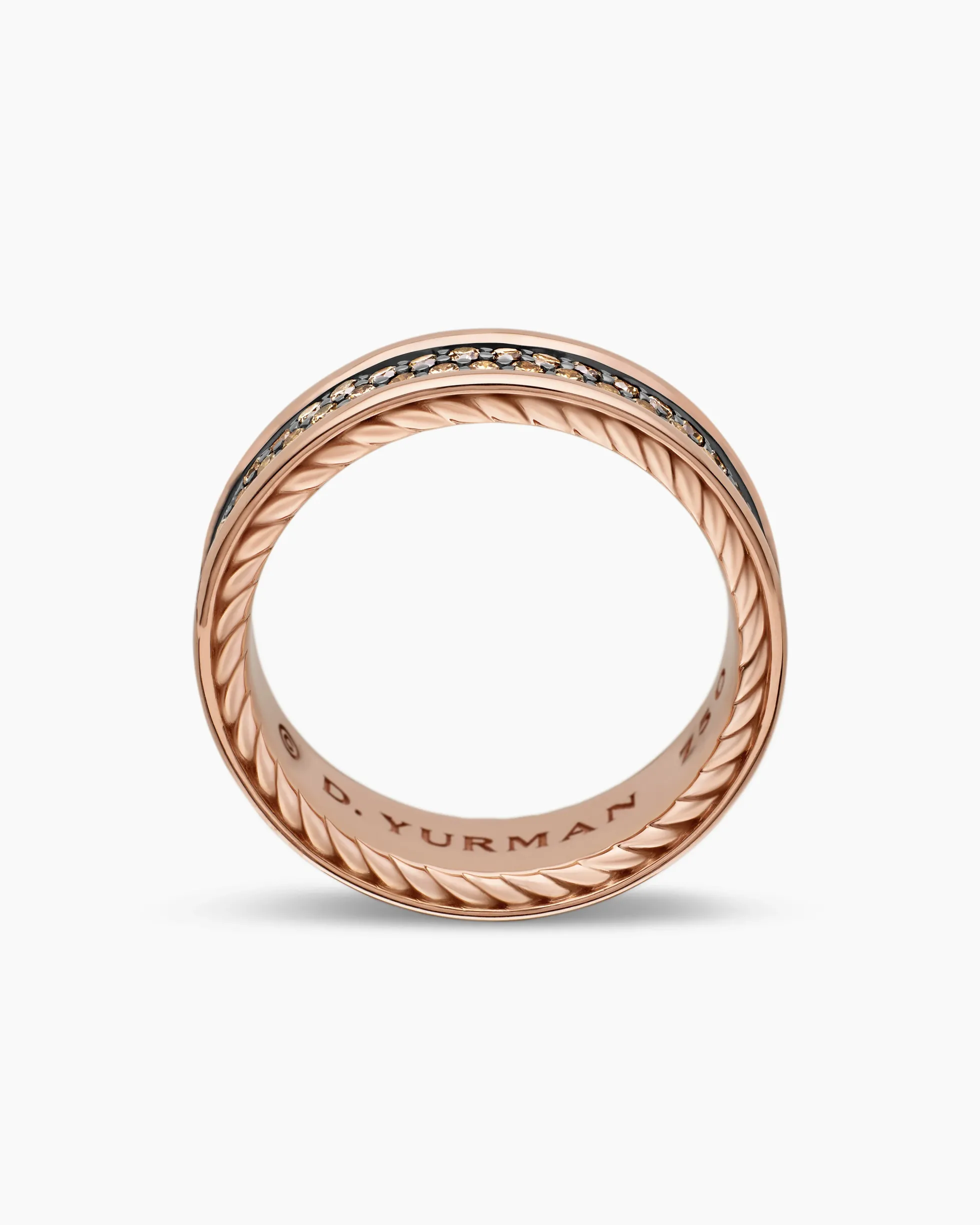 Streamline® Two Row Band Ring 18K Rose Gold with Cognac Diamonds, 6.5mm
