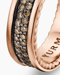 Streamline® Two Row Band Ring 18K Rose Gold with Cognac Diamonds, 6.5mm
