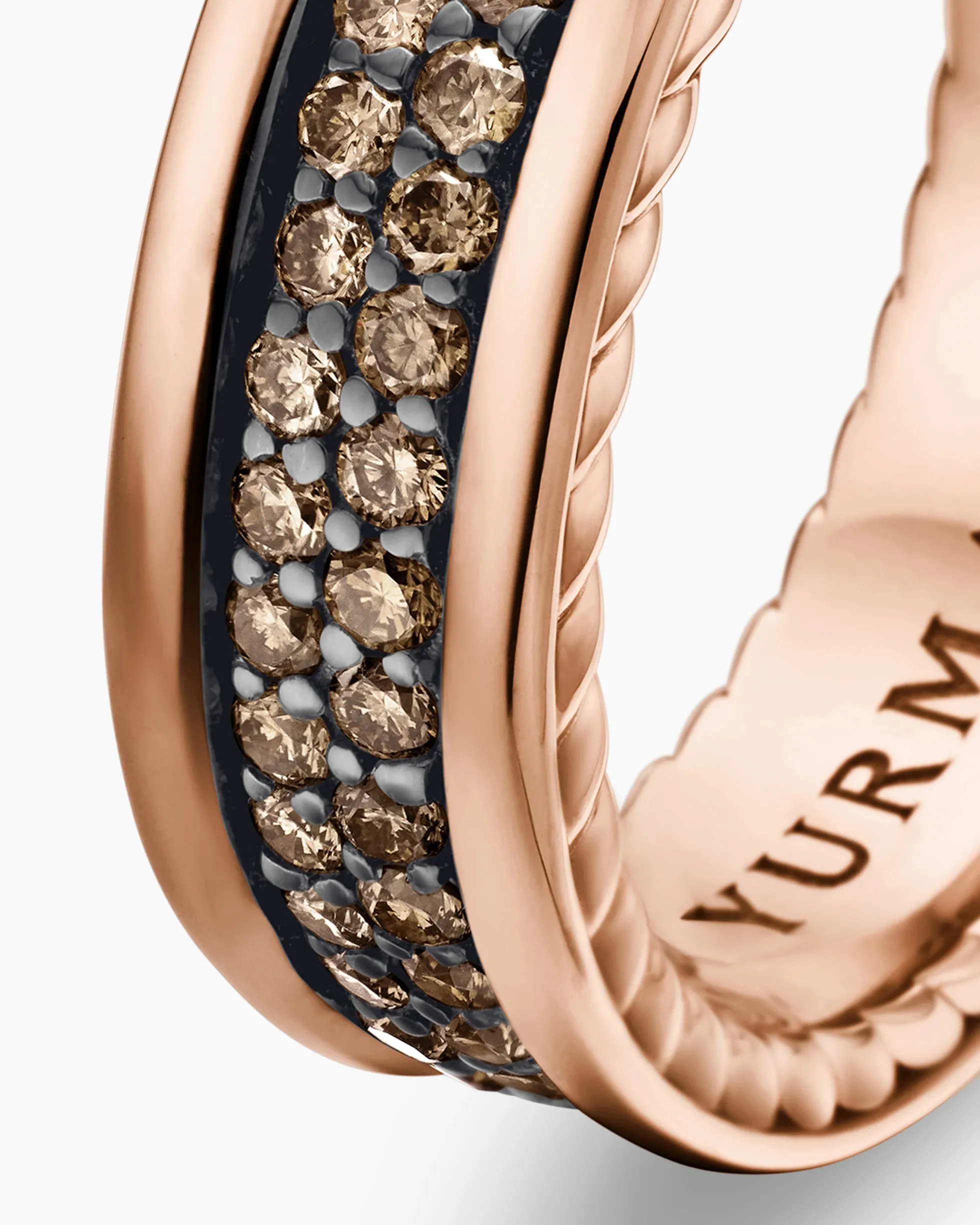Streamline® Two Row Band Ring 18K Rose Gold with Cognac Diamonds, 6.5mm