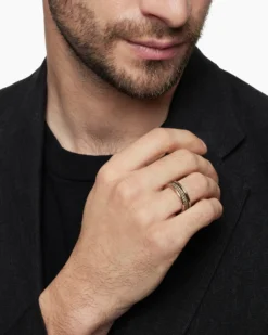 Streamline® Two Row Band Ring 18K Rose Gold with Cognac Diamonds, 6.5mm