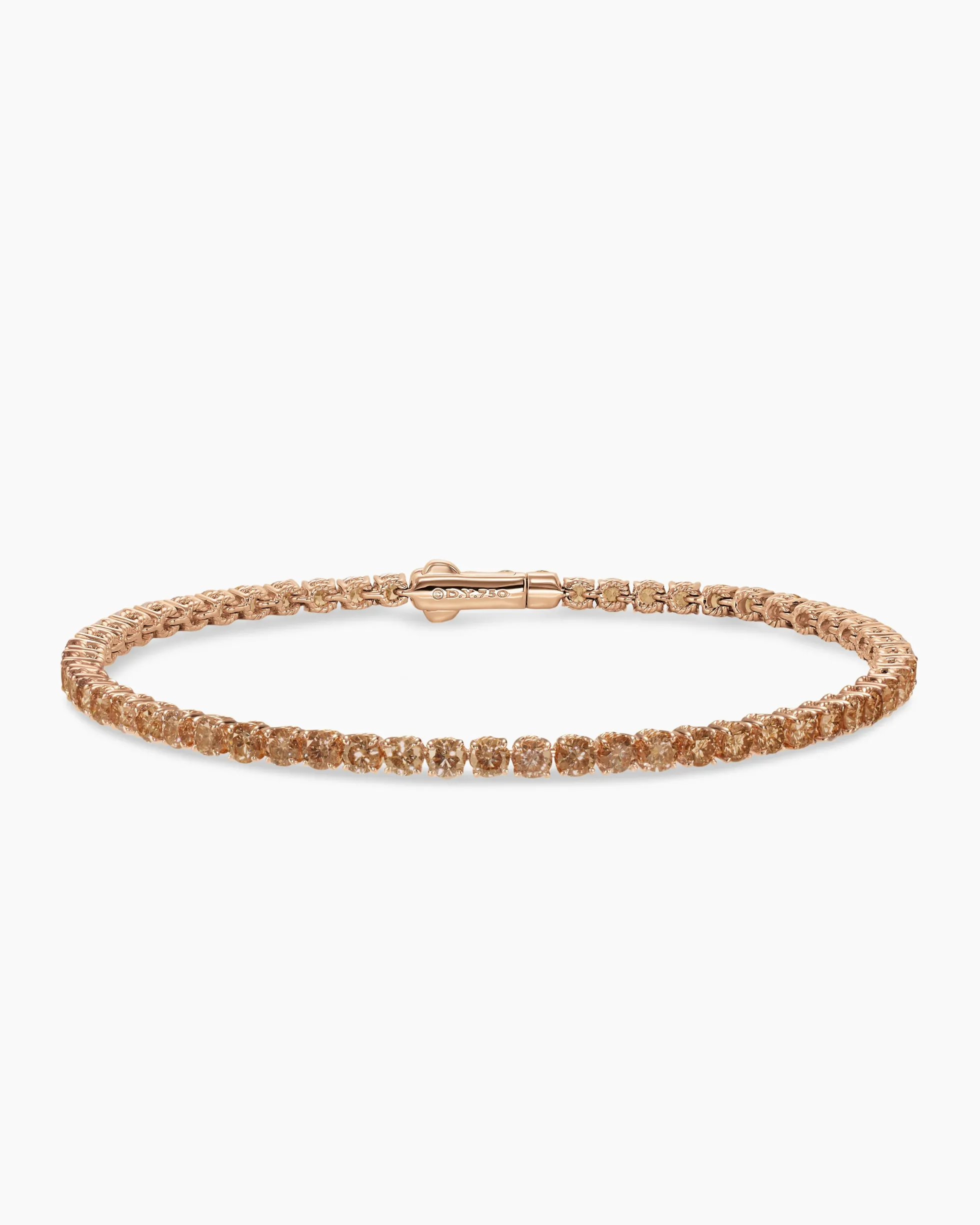 Tennis Bracelet 18K Rose Gold with Cognac Diamonds, 3mm