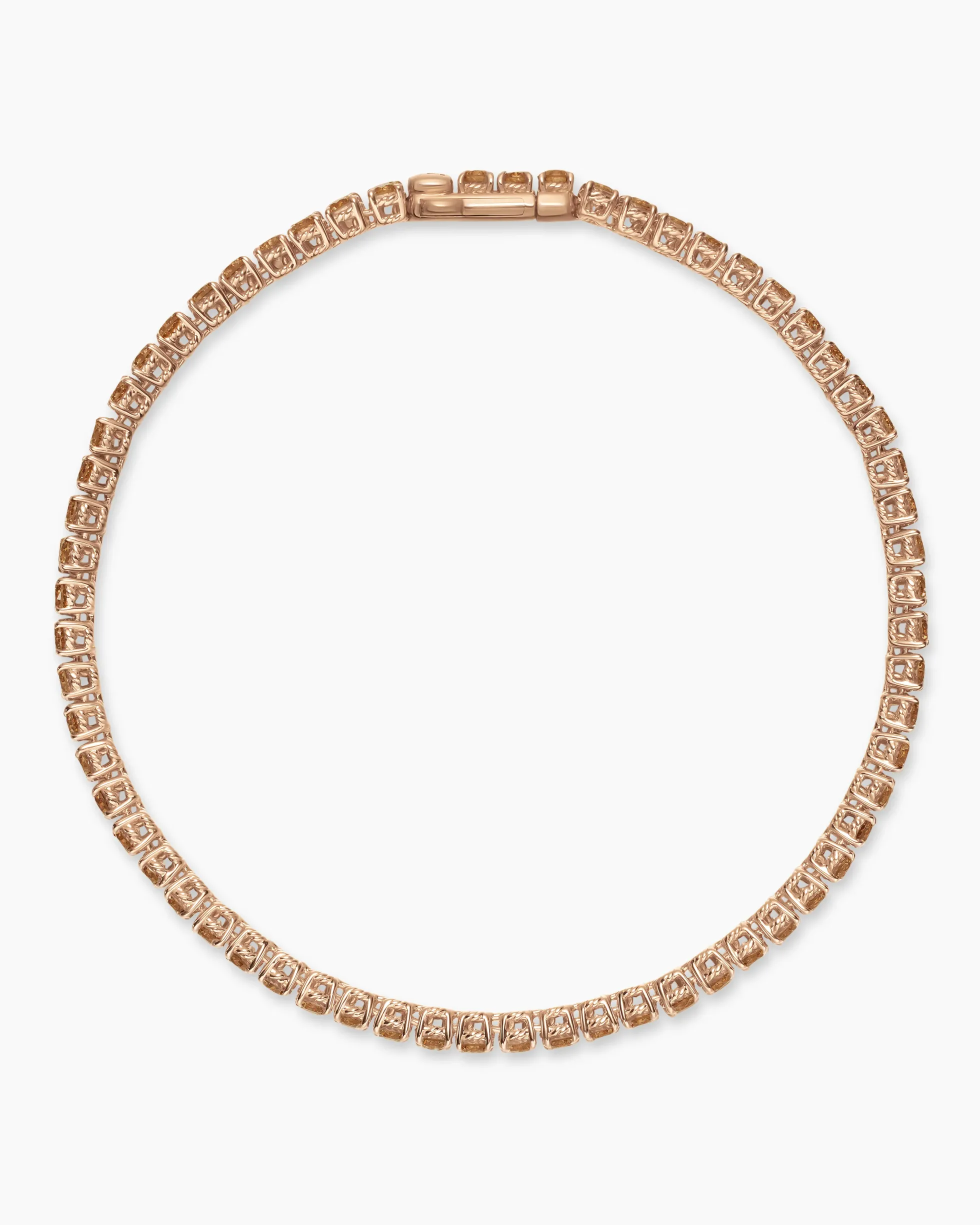 Tennis Bracelet 18K Rose Gold with Cognac Diamonds, 3mm