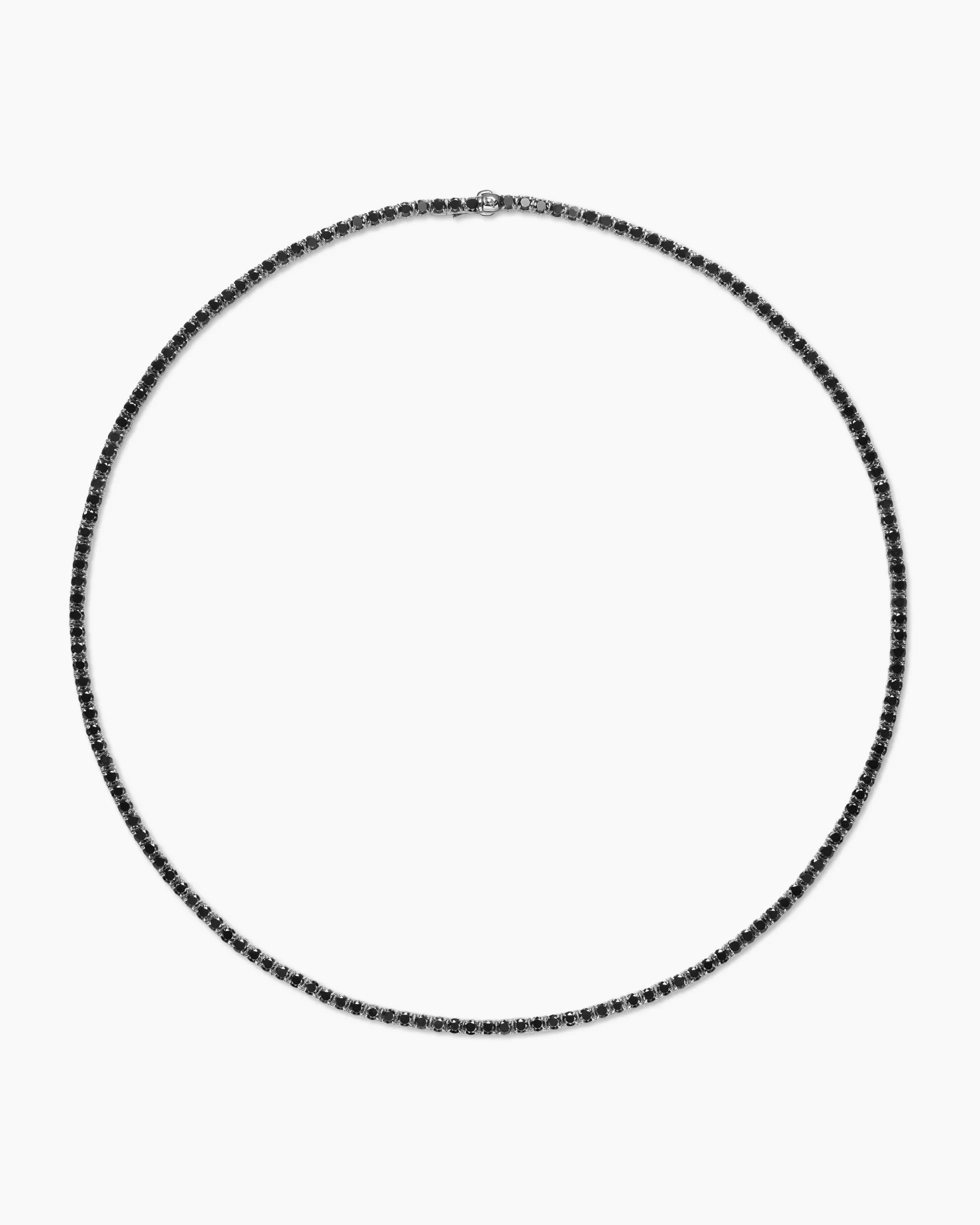 Tennis Necklace 18K White Gold with Black Diamonds, 3mm