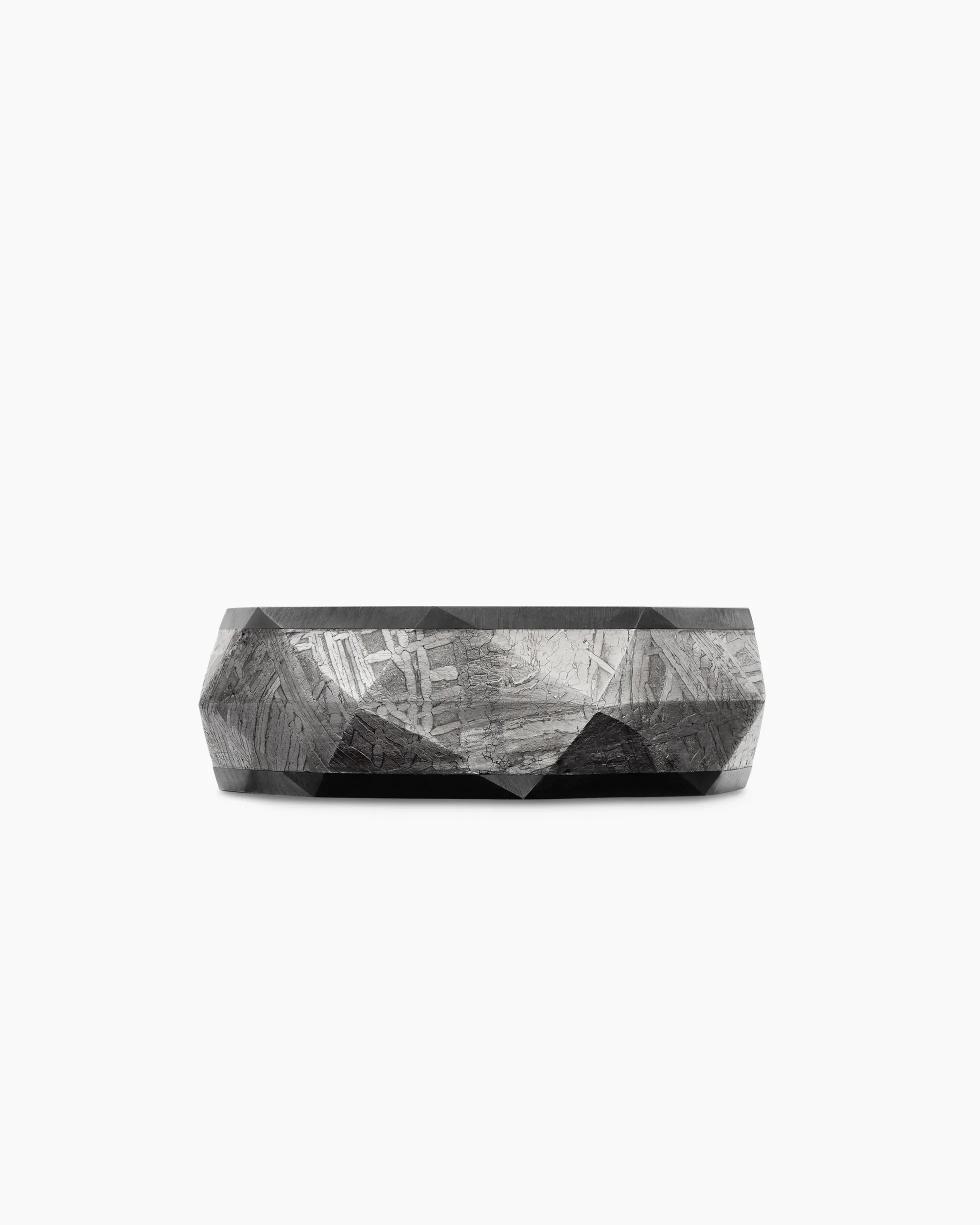 Torqued Faceted Band Ring Black Titanium with Meteorite, 8.5mm