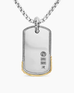 Waves Tag Sterling Silver with 18K Yellow Gold, 35mm