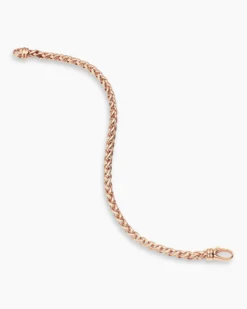 Wheat Chain Bracelet 18K Rose Gold, 4mm