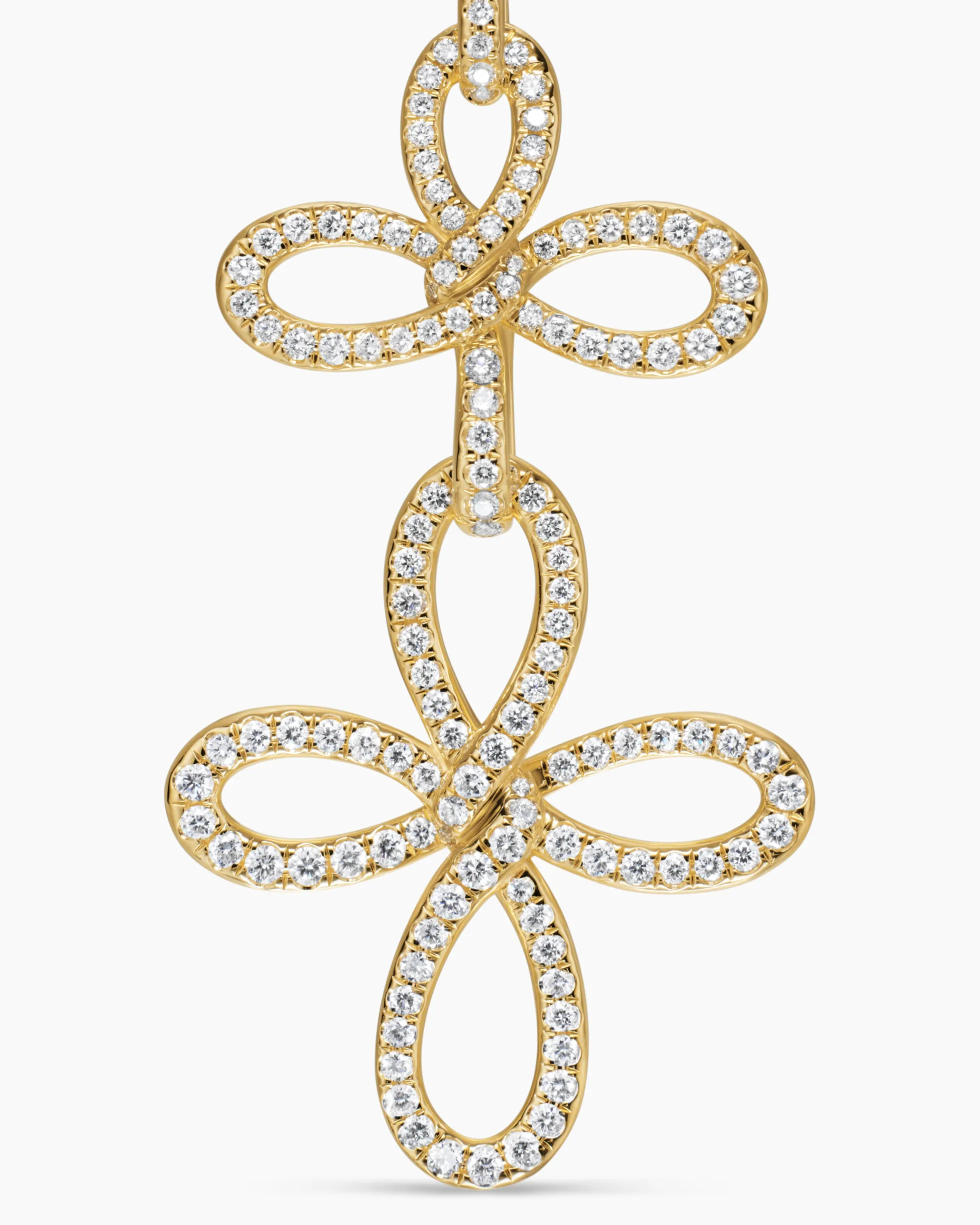 Wisteria® Statement Drop Earrings 18K Yellow Gold with Diamonds, 88.7mm